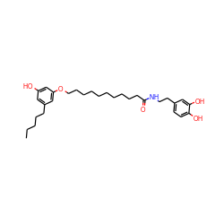 CCCCCc1cc(O)cc(OCCCCCCCCCCC(=O)NCCc2ccc(O)c(O)c2)c1 ZINC000028649182