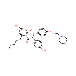 CCCCCc1cc(O)cc2c1C(=O)[C@@H](c1ccc(O)cc1)[C@@H](c1ccc(OCCN3CCCCC3)cc1)O2 ZINC000029219061