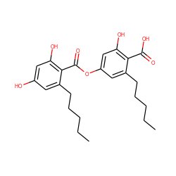 CCCCCc1cc(OC(=O)c2c(O)cc(O)cc2CCCCC)cc(O)c1C(=O)O ZINC000013370383