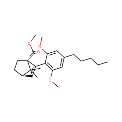 CCCCCc1cc(OC)c(C2=C[C@H]3CC[C@]2(C(=O)OC)C3(C)C)c(OC)c1 ZINC000117472403