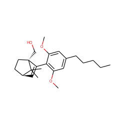 CCCCCc1cc(OC)c(C2=C[C@H]3CC[C@]2(CO)C3(C)C)c(OC)c1 ZINC000117485550