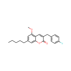 CCCCCc1cc(OC)c2cc(Cc3ccc(F)cc3)c(=O)oc2c1 ZINC000096270888