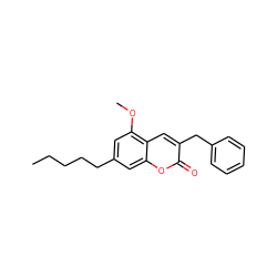 CCCCCc1cc(OC)c2cc(Cc3ccccc3)c(=O)oc2c1 ZINC000095577477