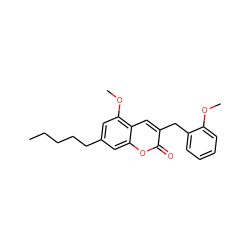 CCCCCc1cc(OC)c2cc(Cc3ccccc3OC)c(=O)oc2c1 ZINC000095578651