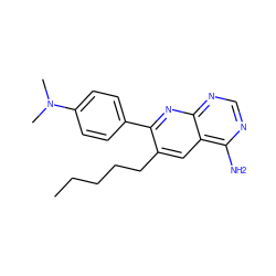 CCCCCc1cc2c(N)ncnc2nc1-c1ccc(N(C)C)cc1 ZINC000001546377