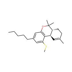 CCCCCc1cc2c(c(SC)c1)[C@@H]1C=C(C)CC[C@H]1C(C)(C)O2 ZINC000045368756