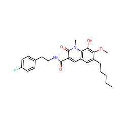 CCCCCc1cc2cc(C(=O)NCCc3ccc(F)cc3)c(=O)n(C)c2c(O)c1OC ZINC000072181230