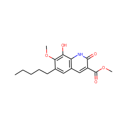 CCCCCc1cc2cc(C(=O)OC)c(=O)[nH]c2c(O)c1OC ZINC000072181497