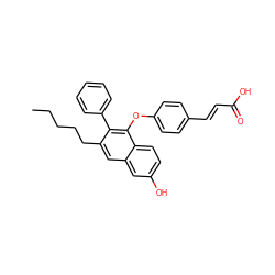 CCCCCc1cc2cc(O)ccc2c(Oc2ccc(/C=C/C(=O)O)cc2)c1-c1ccccc1 ZINC000003949868