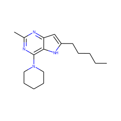 CCCCCc1cc2nc(C)nc(N3CCCCC3)c2[nH]1 ZINC000100867633