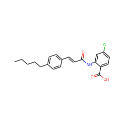 CCCCCc1ccc(/C=C/C(=O)Nc2cc(Cl)ccc2C(=O)O)cc1 ZINC000002558171