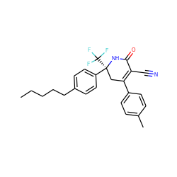 CCCCCc1ccc([C@]2(C(F)(F)F)CC(c3ccc(C)cc3)=C(C#N)C(=O)N2)cc1 ZINC001772652808