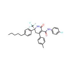 CCCCCc1ccc([C@]2(C(F)(F)F)CC(c3ccc(C)cc3)=C(C(=O)Nc3ccc(F)cc3)C(=O)N2)cc1 ZINC001772634319