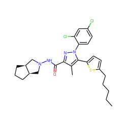 CCCCCc1ccc(-c2c(C)c(C(=O)NN3C[C@H]4CCC[C@H]4C3)nn2-c2ccc(Cl)cc2Cl)s1 ZINC000040392013