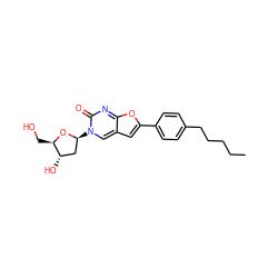 CCCCCc1ccc(-c2cc3cn([C@H]4C[C@H](O)[C@@H](CO)O4)c(=O)nc3o2)cc1 ZINC000026467789