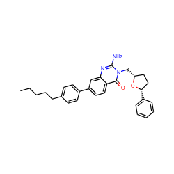 CCCCCc1ccc(-c2ccc3c(=O)n(C[C@@H]4CC[C@H](c5ccccc5)O4)c(N)nc3c2)cc1 ZINC000653703916