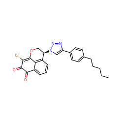 CCCCCc1ccc(-c2cn([C@@H]3COC4=C(Br)C(=O)C(=O)c5cccc3c54)nn2)cc1 ZINC000096934558