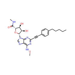 CCCCCc1ccc(C#Cc2nc(NOC)c3ncn([C@@H]4O[C@H](C(=O)NC)[C@@H](O)[C@H]4O)c3n2)cc1 ZINC000034800898