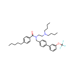 CCCCCc1ccc(C(=O)N(CCN(CCCC)CCCC)Cc2ccc(-c3cccc(OC(F)(F)F)c3)cc2)cc1 ZINC000201952103