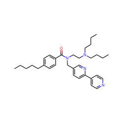 CCCCCc1ccc(C(=O)N(CCN(CCCC)CCCC)Cc2ccc(-c3ccncc3)nc2)cc1 ZINC000034802936