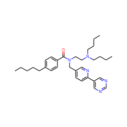 CCCCCc1ccc(C(=O)N(CCN(CCCC)CCCC)Cc2ccc(-c3cncnc3)nc2)cc1 ZINC000028604468