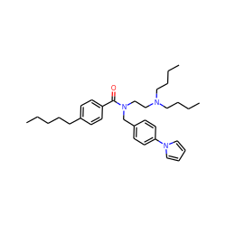 CCCCCc1ccc(C(=O)N(CCN(CCCC)CCCC)Cc2ccc(-n3cccc3)cc2)cc1 ZINC000034802933