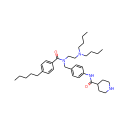 CCCCCc1ccc(C(=O)N(CCN(CCCC)CCCC)Cc2ccc(NC(=O)C3CCNCC3)cc2)cc1 ZINC000028604467