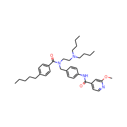 CCCCCc1ccc(C(=O)N(CCN(CCCC)CCCC)Cc2ccc(NC(=O)c3ccnc(OC)c3)cc2)cc1 ZINC000034802889