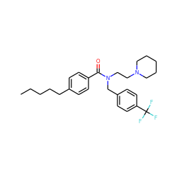 CCCCCc1ccc(C(=O)N(CCN2CCCCC2)Cc2ccc(C(F)(F)F)cc2)cc1 ZINC000028604452