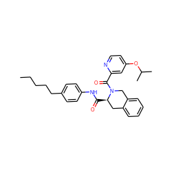 CCCCCc1ccc(NC(=O)[C@@H]2Cc3ccccc3CN2C(=O)c2cc(OC(C)C)ccn2)cc1 ZINC000028473587