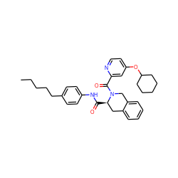 CCCCCc1ccc(NC(=O)[C@@H]2Cc3ccccc3CN2C(=O)c2cc(OC3CCCCC3)ccn2)cc1 ZINC000028520792