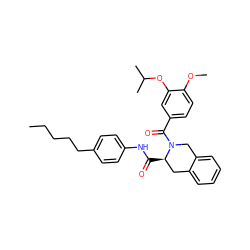 CCCCCc1ccc(NC(=O)[C@@H]2Cc3ccccc3CN2C(=O)c2ccc(OC)c(OC(C)C)c2)cc1 ZINC000028476897