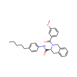 CCCCCc1ccc(NC(=O)[C@@H]2Cc3ccccc3CN2C(=O)c2cccc(OC)c2)cc1 ZINC000028478278