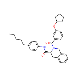 CCCCCc1ccc(NC(=O)[C@@H]2Cc3ccccc3CN2C(=O)c2cccc(OC3CCCC3)c2)cc1 ZINC000028476771