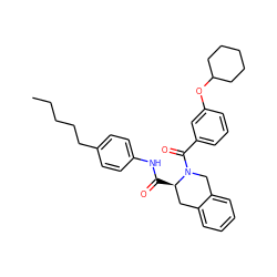 CCCCCc1ccc(NC(=O)[C@@H]2Cc3ccccc3CN2C(=O)c2cccc(OC3CCCCC3)c2)cc1 ZINC000028520657