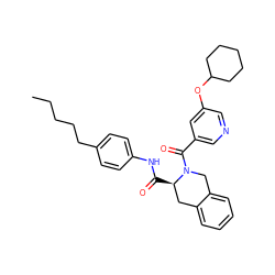 CCCCCc1ccc(NC(=O)[C@@H]2Cc3ccccc3CN2C(=O)c2cncc(OC3CCCCC3)c2)cc1 ZINC000028474779