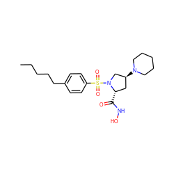 CCCCCc1ccc(S(=O)(=O)N2C[C@@H](N3CCCCC3)C[C@@H]2C(=O)NO)cc1 ZINC000013835743