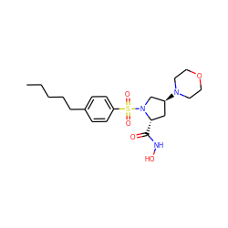 CCCCCc1ccc(S(=O)(=O)N2C[C@@H](N3CCOCC3)C[C@@H]2C(=O)NO)cc1 ZINC000013835747