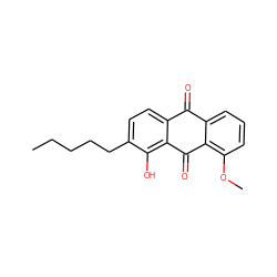 CCCCCc1ccc2c(c1O)C(=O)c1c(OC)cccc1C2=O ZINC000013454726