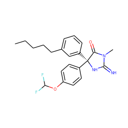 CCCCCc1cccc([C@@]2(c3ccc(OC(F)F)cc3)NC(=N)N(C)C2=O)c1 ZINC000035262405