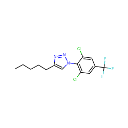 CCCCCc1cn(-c2c(Cl)cc(C(F)(F)F)cc2Cl)nn1 ZINC000028825626