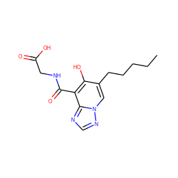 CCCCCc1cn2ncnc2c(C(=O)NCC(=O)O)c1O ZINC000116305317