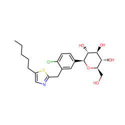 CCCCCc1cnc(Cc2cc([C@@H]3O[C@H](CO)[C@@H](O)[C@H](O)[C@H]3O)ccc2Cl)s1 ZINC000066066629