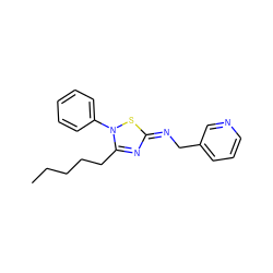 CCCCCc1n/c(=N\Cc2cccnc2)sn1-c1ccccc1 ZINC000101506373