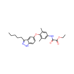 CCCCCc1n[nH]c2ccc(Oc3c(C)cc(NC(=O)C(=O)OCC)cc3C)cc12 ZINC000003943380