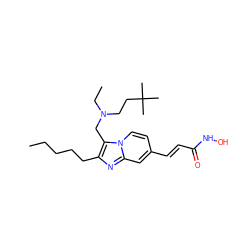 CCCCCc1nc2cc(/C=C/C(=O)NO)ccn2c1CN(CC)CCC(C)(C)C ZINC000143589197