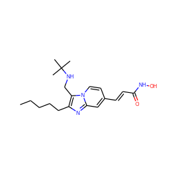 CCCCCc1nc2cc(/C=C/C(=O)NO)ccn2c1CNC(C)(C)C ZINC000143936602