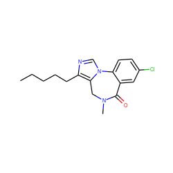 CCCCCc1ncn2c1CN(C)C(=O)c1cc(Cl)ccc1-2 ZINC000013741313