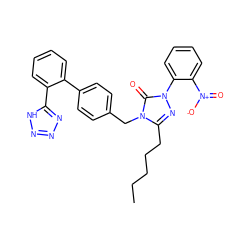 CCCCCc1nn(-c2ccccc2[N+](=O)[O-])c(=O)n1Cc1ccc(-c2ccccc2-c2nnn[nH]2)cc1 ZINC000013832661