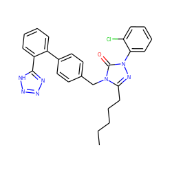 CCCCCc1nn(-c2ccccc2Cl)c(=O)n1Cc1ccc(-c2ccccc2-c2nnn[nH]2)cc1 ZINC000013832658